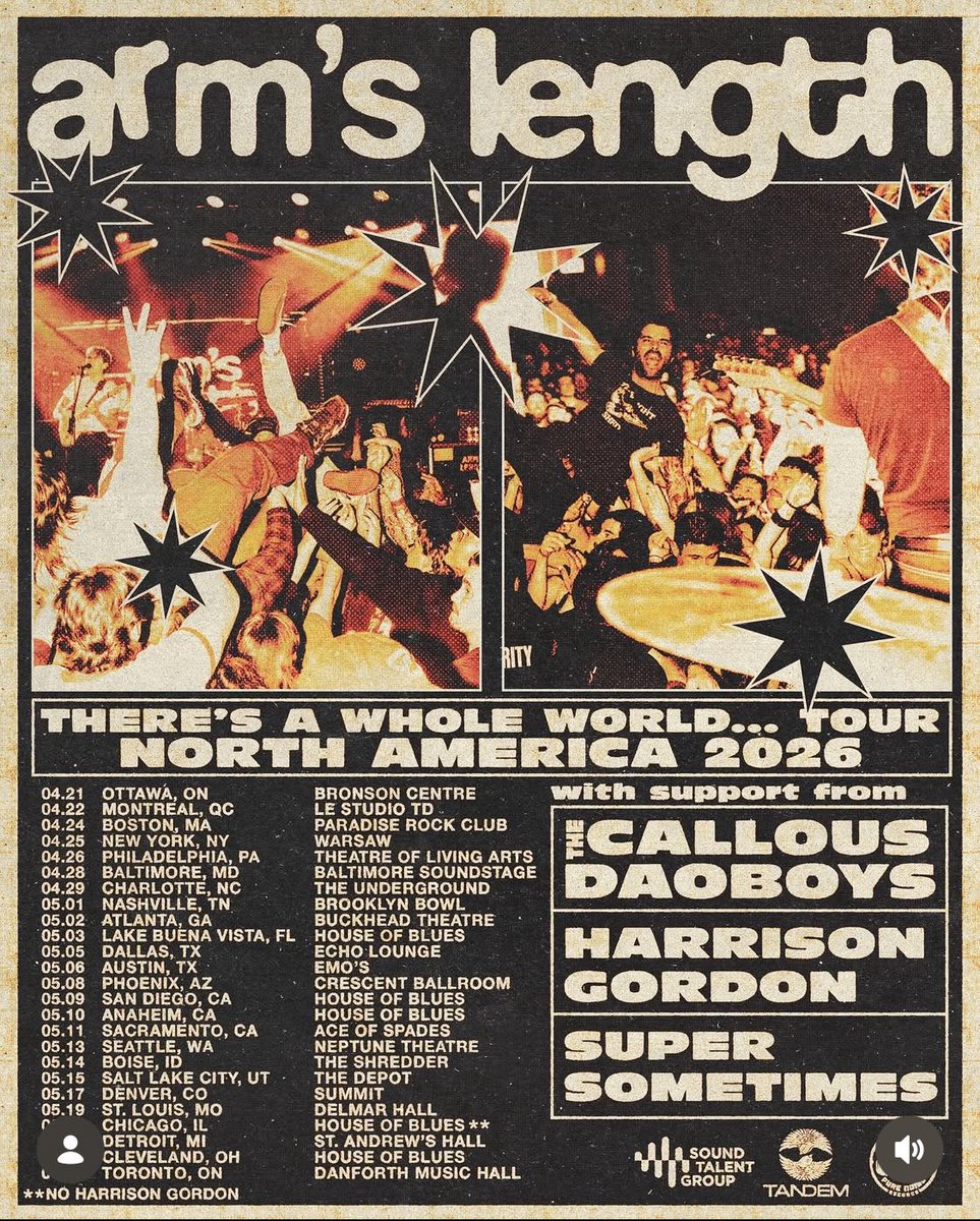 just_delicate_'s tweet photo. It’s crazy that in spring of 2024, you could see arms length, Saturdays at your place, Carly cosgrove and Ben quad all on the wax bodega tour and now in spring of 2026, they’ll all be on their own headliners… wax bodega tour you will always be famous https://t.co/n8xftBLqwg