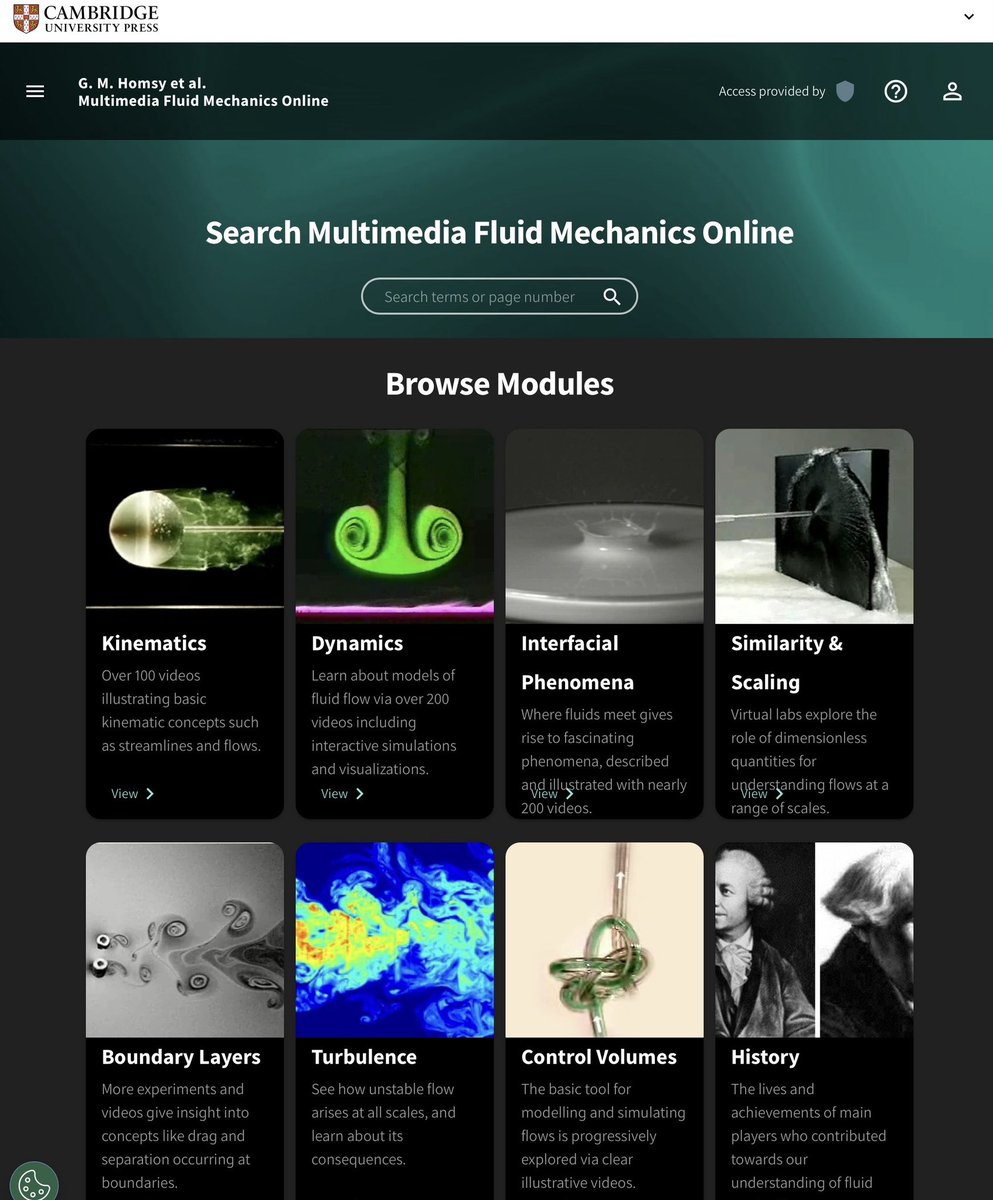 If you are into fluid mechanics and you can get access to this platform, don’t miss the chance. Absolute gem.