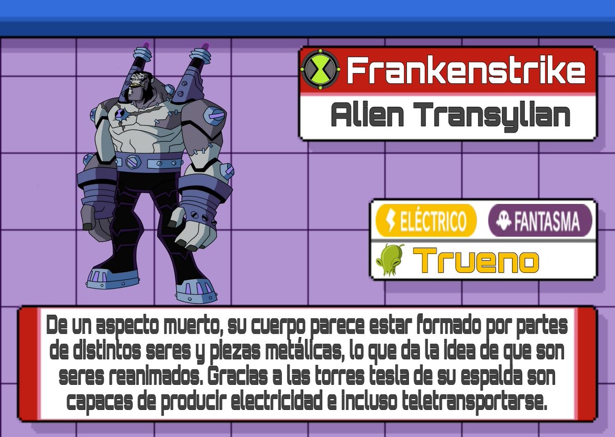 DemurerCell's tweet photo. Omnidex No. 17: Frankenstrike 

Qué raro que nunca me den el tipo fantasma cuando es prácticamente un zombie.
Ritmo Propio es porque lo hicieron estúpido en Ov, e Intrépido porque podía golpear a Zs'Skayr. 
#ReviveBen10 https://t.co/6Bo9QSHH0h