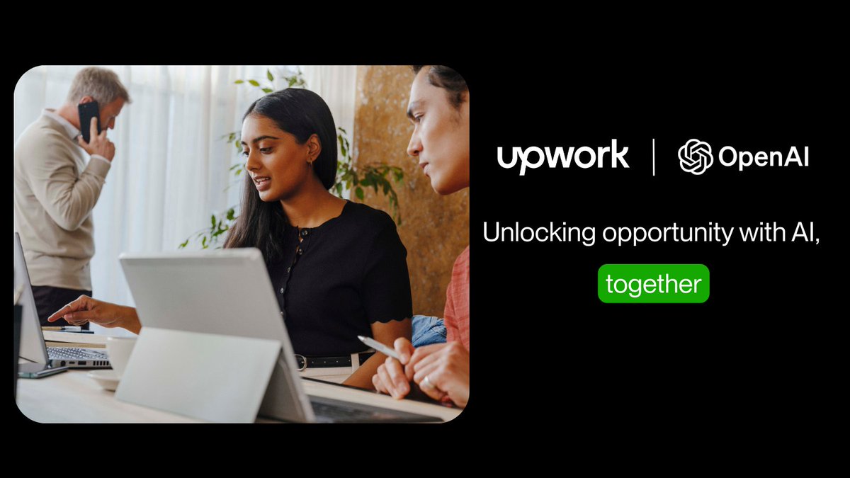 NMSJames's tweet photo. At Upwork, we're excited to announce our new partnership with @OpenAI. Together, we’re bringing AI training, certifications, and upskilling directly to global professionals on Upwork. 🤝

Learn more: https://t.co/5OO64mDCtP https://t.co/lGLrUTqhn7