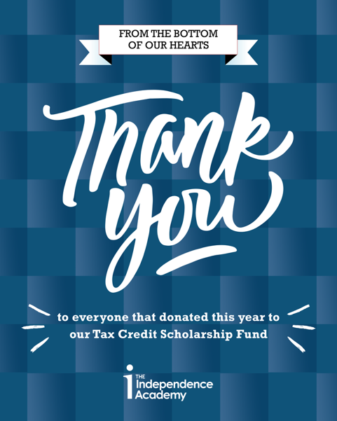 A huge thank you to everyone who supported us on Giving Tuesday for our State Tax Credit Scholarship Fund! Your generosity helps our students have a space where they belong, access the resources they need to learn, and have the opportunities to thrive.