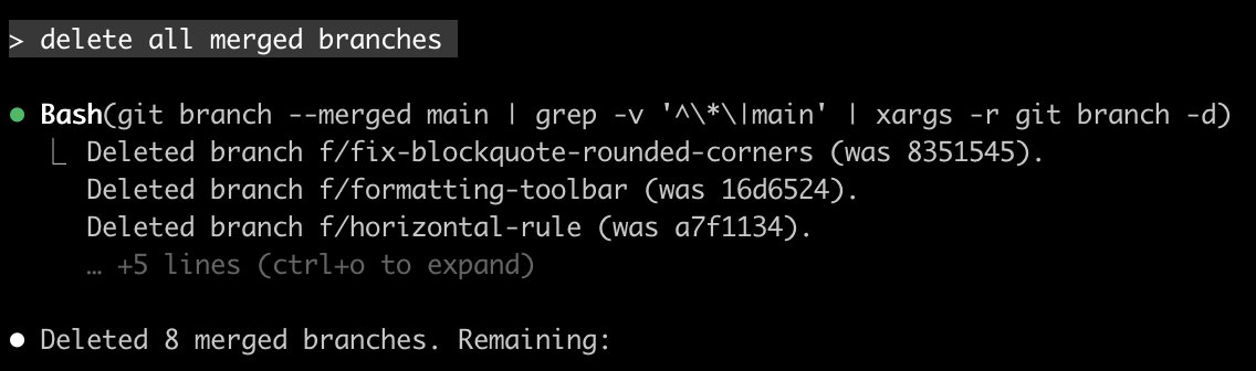 I am vibe-gitting again. 

A bit dangerous? Maybe. But I refuse to memorize 3 pipes and 6 flags just to delete a branch.