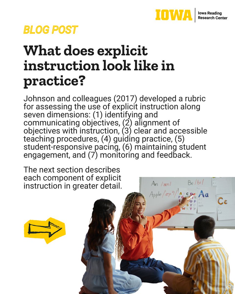IAReading's tweet photo. You’ve likely heard that reading and writing should be taught through “explicit instruction,” but what does this really mean and why does it work? Learn how to practice explicit instruction in your classroom through our new blog post: https://t.co/Is76fVoMuB https://t.co/FdAjm9rozw