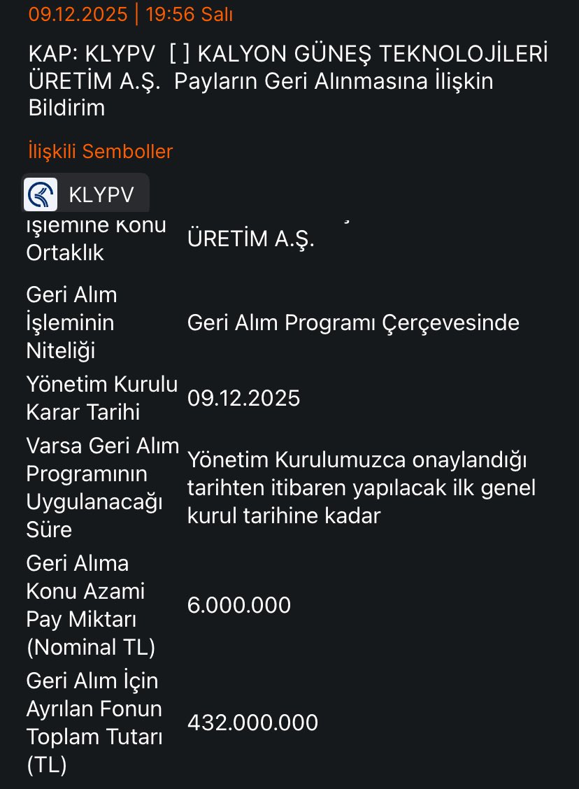 #Klypv BAKTILAR SÜREMİYORLAR 

BARİ BİZ ALALIM DEMİŞLER 6 MN LOT GERİ ALIM YAPACAKLARI KAPINI ATTILAR 

FON MİKTARI 432 MN 

YTD