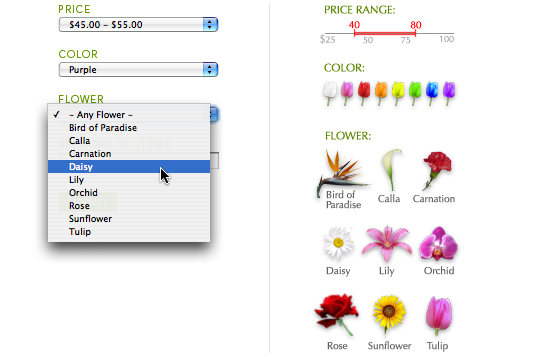 I am just obsessed with this before/after flower shop UI from Bret Victor’s Magic Ink. 

"Many types of context can be naturally expressed in some informative graphical domain, relieving the user from manipulating information-free general-purpose controls."

Published in 2006,