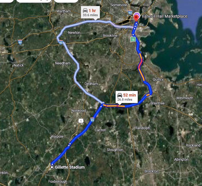 SPFLWatch's tweet image. It's the same distance from Downtown Boston to the "Boston" World Cup stadium as it is from George Square to The Kelpies in Falkirk