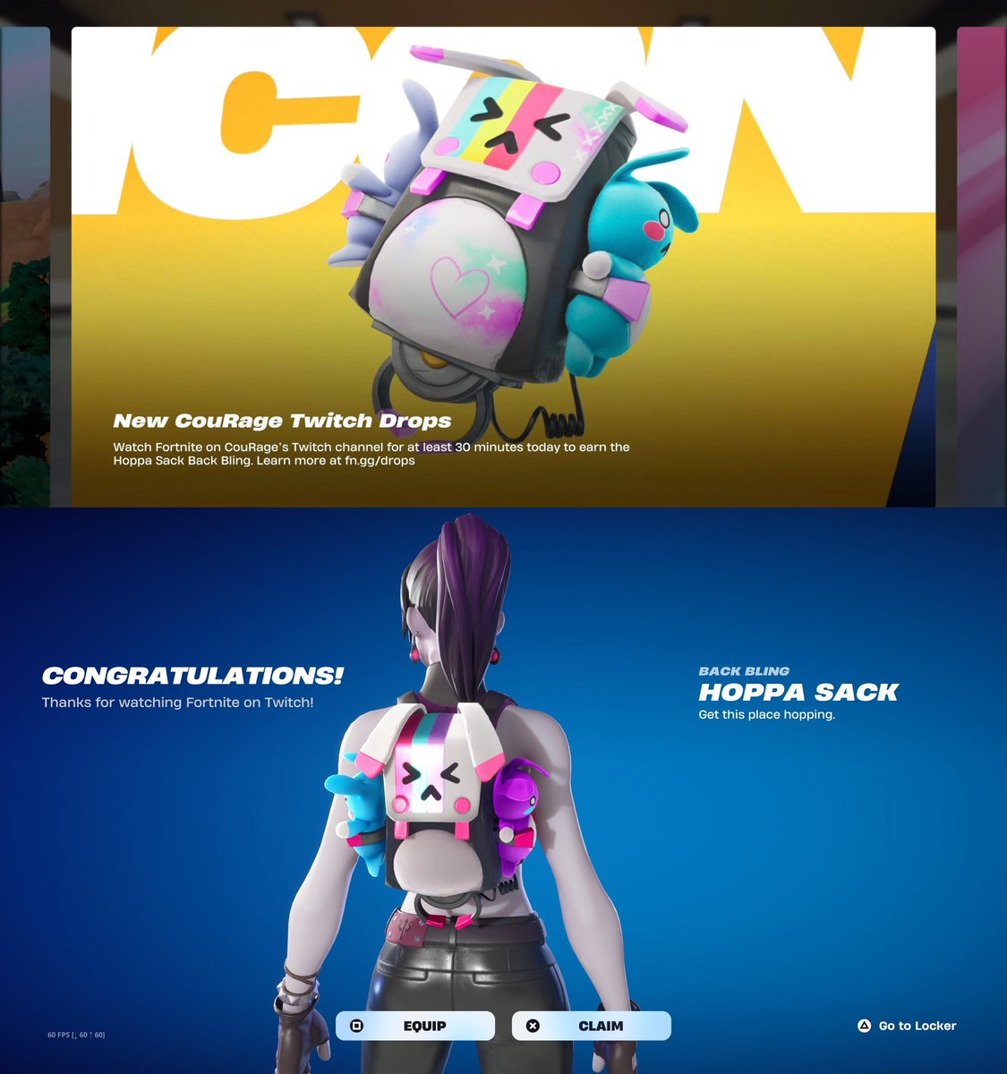 BurnnLeaks's tweet image. You’re granting players the wrong Back Bling for the CouRage Twitch Drops! 

When we getting granted the style advertised? @FortniteStatus @CouRageJD