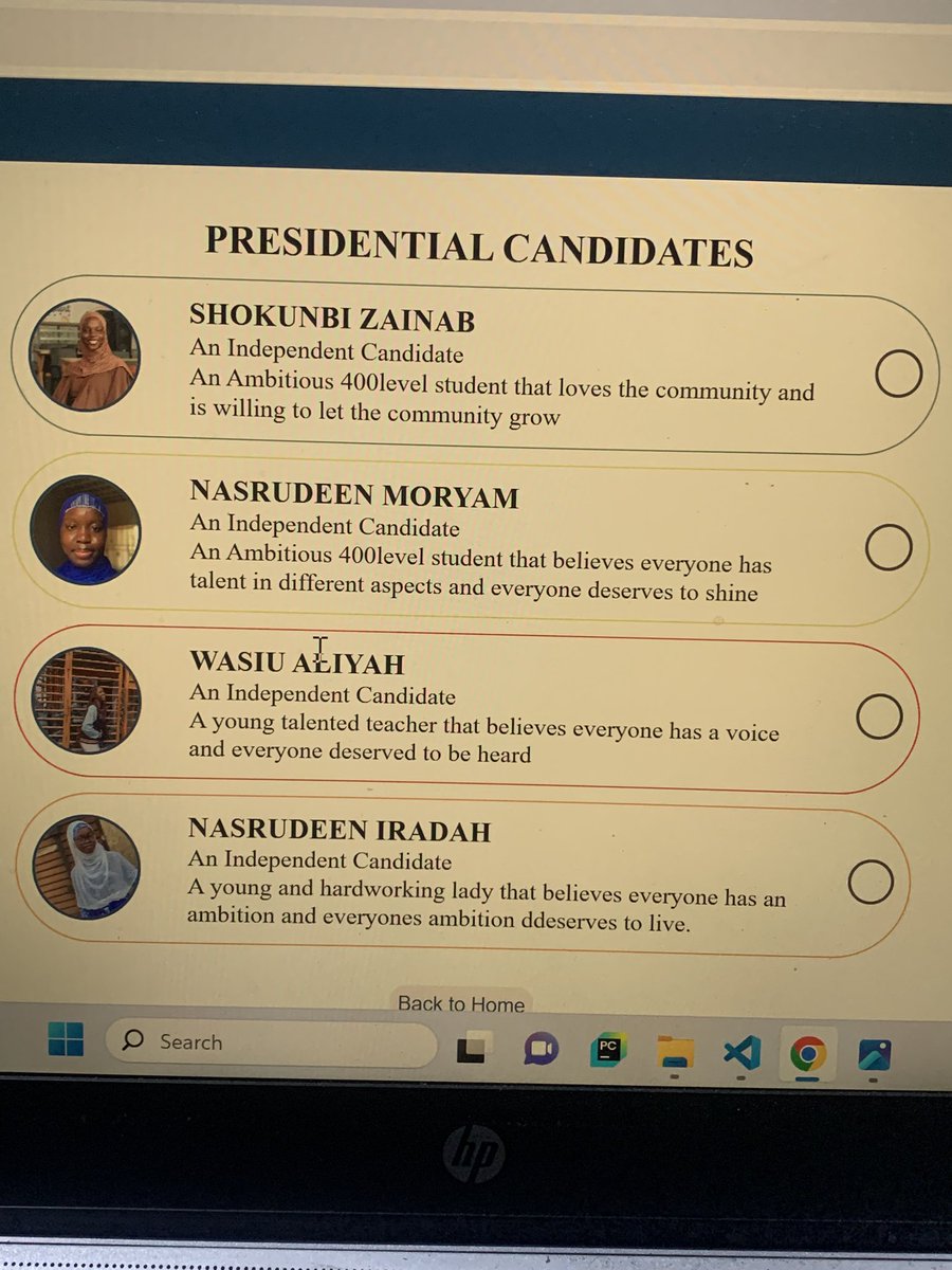 q_sofiat's tweet image. Day 52
So I redesigned my homepage and I did the voting pages too which ine do you prefer , the previous or the new?? A little gist guys , my sibling were mad at me for not putting their pictures too so I had to remove some and theirs 😂

#100dayscoding #FrontendDev #Tech