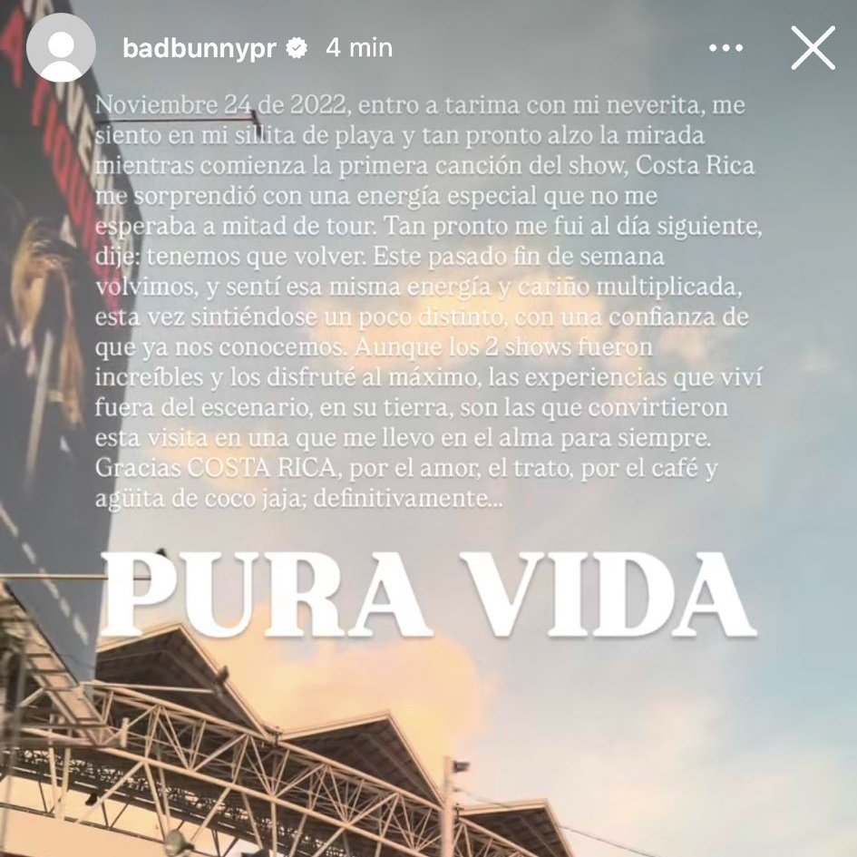 hizo más Bad Bunny por Costa Rica que el Instituto de Turismo en los últimos 4 años.