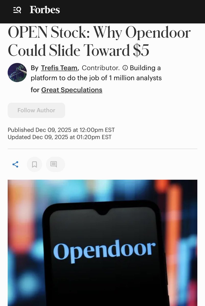 Opendoor just received another huge bullish signal! Wow! 🤩🤩🤩

#open #opendoor 

forbes.com/sites/greatspe…