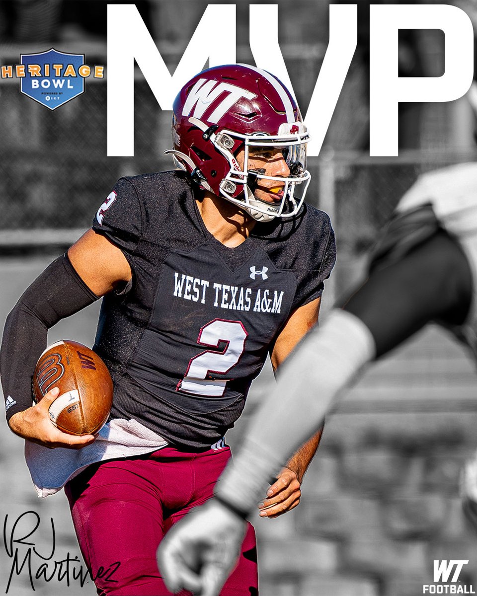 WTAMUFootball's tweet photo. MVP, you heard 🗣️

RJ Martinez elected as 2025 Heritage Bowl MVP after the Buffaloes thrilling win 

#BuffNation | #WESTisBEST https://t.co/gSIZeInFm9