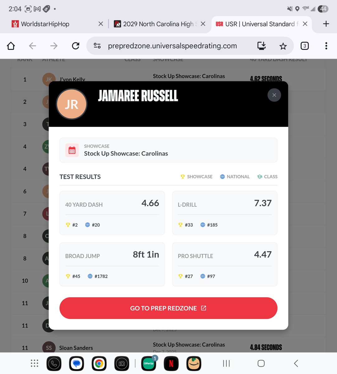 Jamareerussell's tweet photo. THE PREP REDZONE CAMP WAS AN AMAZING EXPERIENCE!! I GOT TO SHOW MY SPEED, MY QUICKNESS, AND MY EXPLOSIVENESS IN COMBINE DRILLS!! STILL JUST A FRESHMAN CAN’T WAIT TO SEE HOW MUCH I IMPROVE THIS OFF SEASON!! @JardaleBlakeney LETS WORK @CoachJHardin16 @ALBrownFootball https://t.co/uPBo58cp6Z