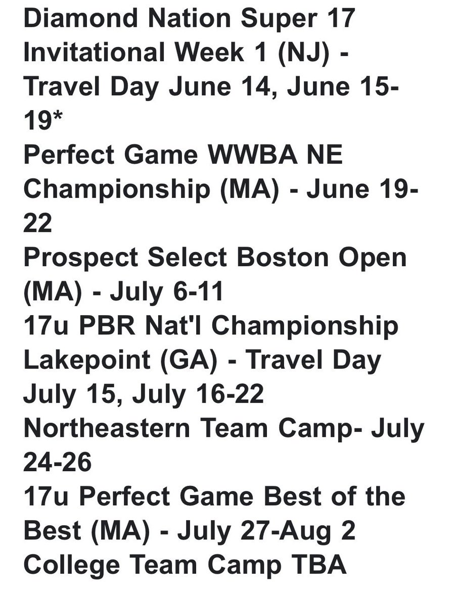 Summer schedule with <a href="/ShowBBA/">Show New England</a>