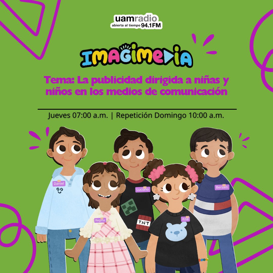 🎙️ Las niñas y los niños también tienen mucho que decir sobre los medios
.
🗓 Jueves
🕖7:00 a.m.
Repetición | Domingo 10:00 a.m.
📻Por UAM Radio 94.1 FM (CDMX) o por nuestro sitio web uamradio.uam.mx
.
#UAM #Imagimedia #UAMRadio #Infancias