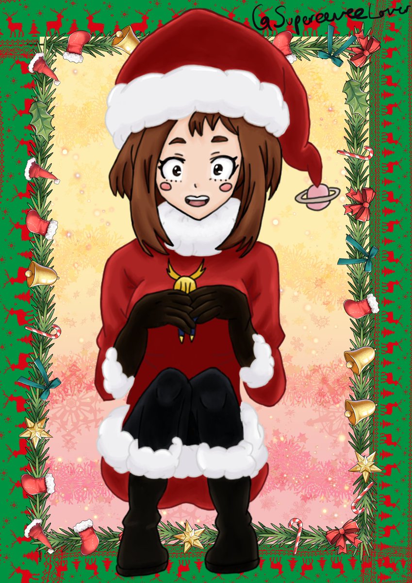 SuperEEVEElover's tweet photo. Merry christmas!! This year I decided to draw Ochaco Uraraka as she is such a fun character and to celebrate the anime ending of My hero Academia. 🎄🎁
#merrychirstmas #MerryChristmas2025 #MyHeroAcademia #ochacouraraka https://t.co/opYVGrQJ2G