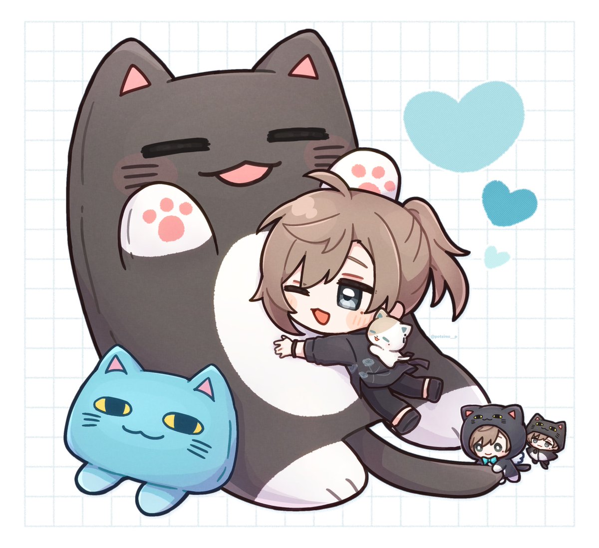 愛.ᐟ.ᐟ🐈‍⬛🩵 #かな絵