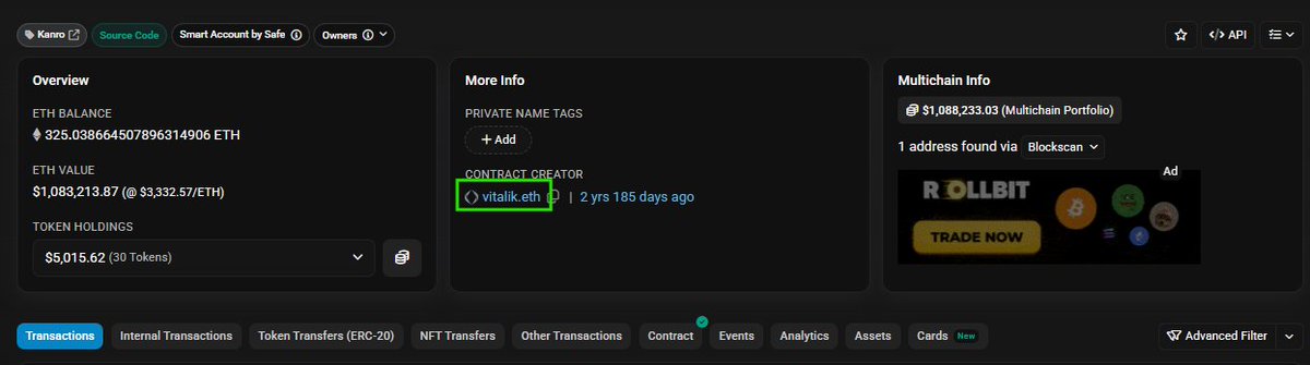 coalinhadascri1's tweet photo. 337 days ago we had the last transaction on Kanro Entity multisig wallet.

Besides that, about 1 month ago, Kanro Fund was created. So far, over 53 ETH were sent straight to Kanro Entity multisig.

At this point, Kanro Fund is, so far, the 4th biggest raise done to @VitalikButerin so far, where ebull airdroped close to U$ 183k worth to VB. Kanro Fund is now sitting on U$ 176k donations so far, all straight on ETH.

Kanro donates through it's smart contract. Kanro is coded. When will we have VB's recognition so we can fully accelerate?

Also to remember, on both 2024 and 2025, Vitalik made donations in early january, on behalf of d/acc.