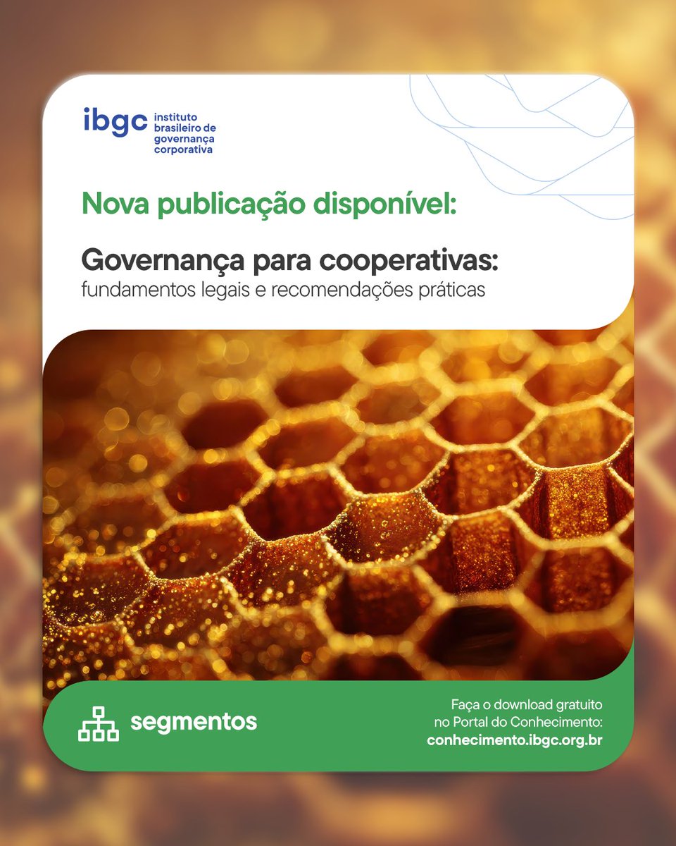 O Portal do Conhecimento tem uma novidade! Acesse a nova publicação do IBGC: Governança para cooperativas: fundamentos legais e recomendações práticas. Faça o download em:
conhecimento.ibgc.org.br/Paginas/Public….