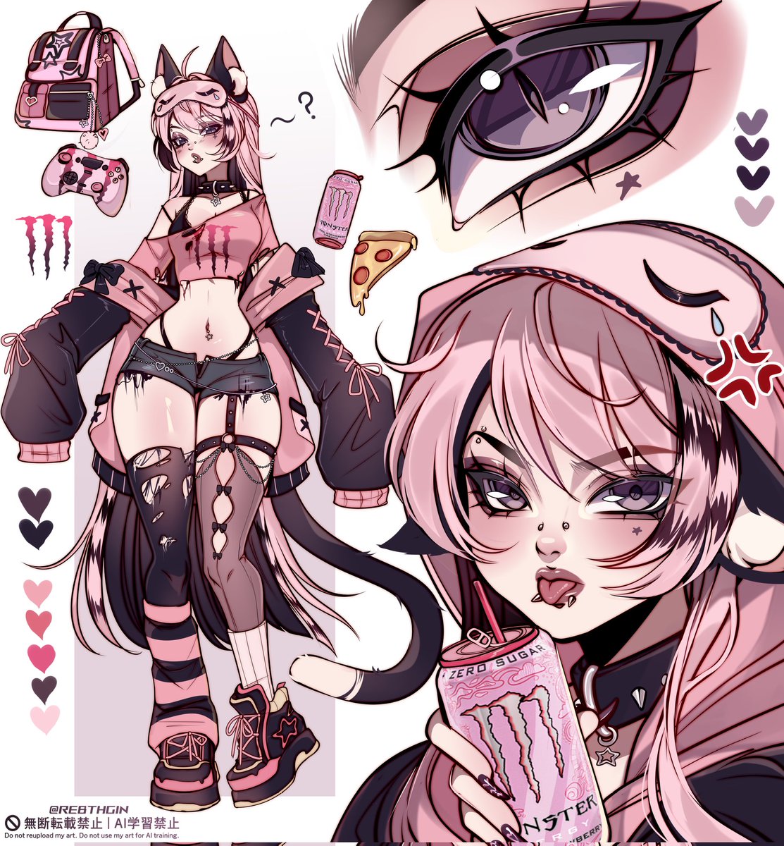 🐈‍⬛Gamer Kitty🩷 ✨️380 usd incluides commercial use plus a sketch bust color✨️