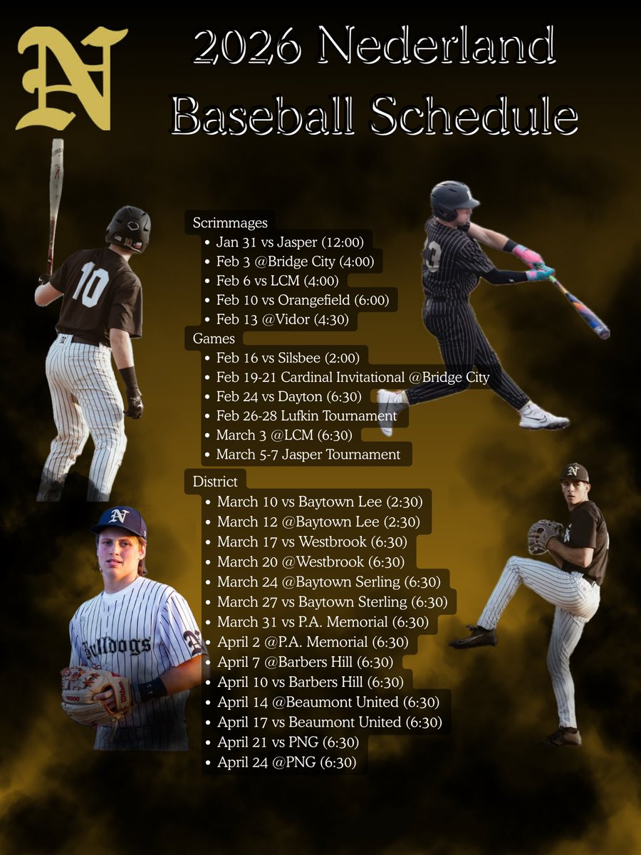 NedBaseball's tweet image. ⚾️2026 Schedule⚾️

Let’s play a couple more games than last year !!