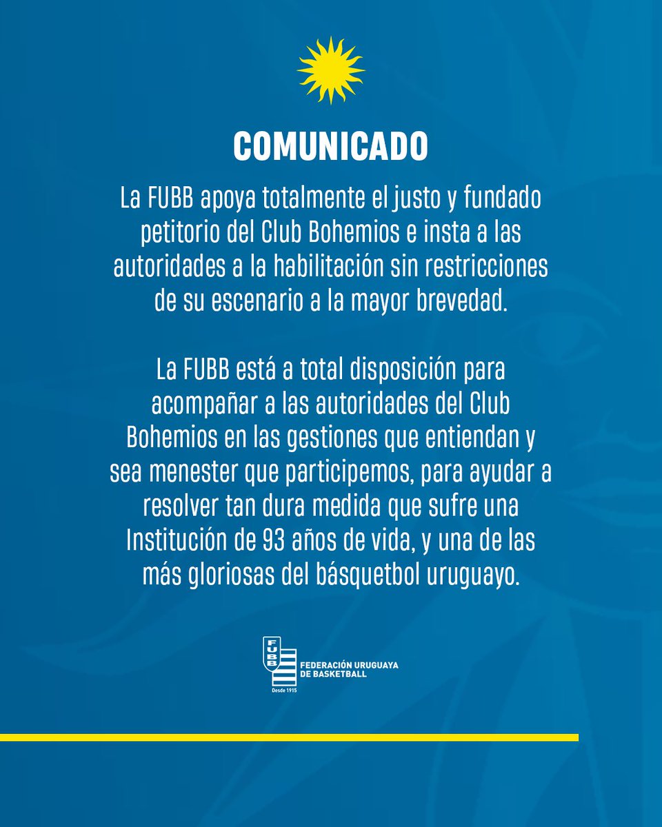 COMUNICADO - Federación Uruguaya de Basketball