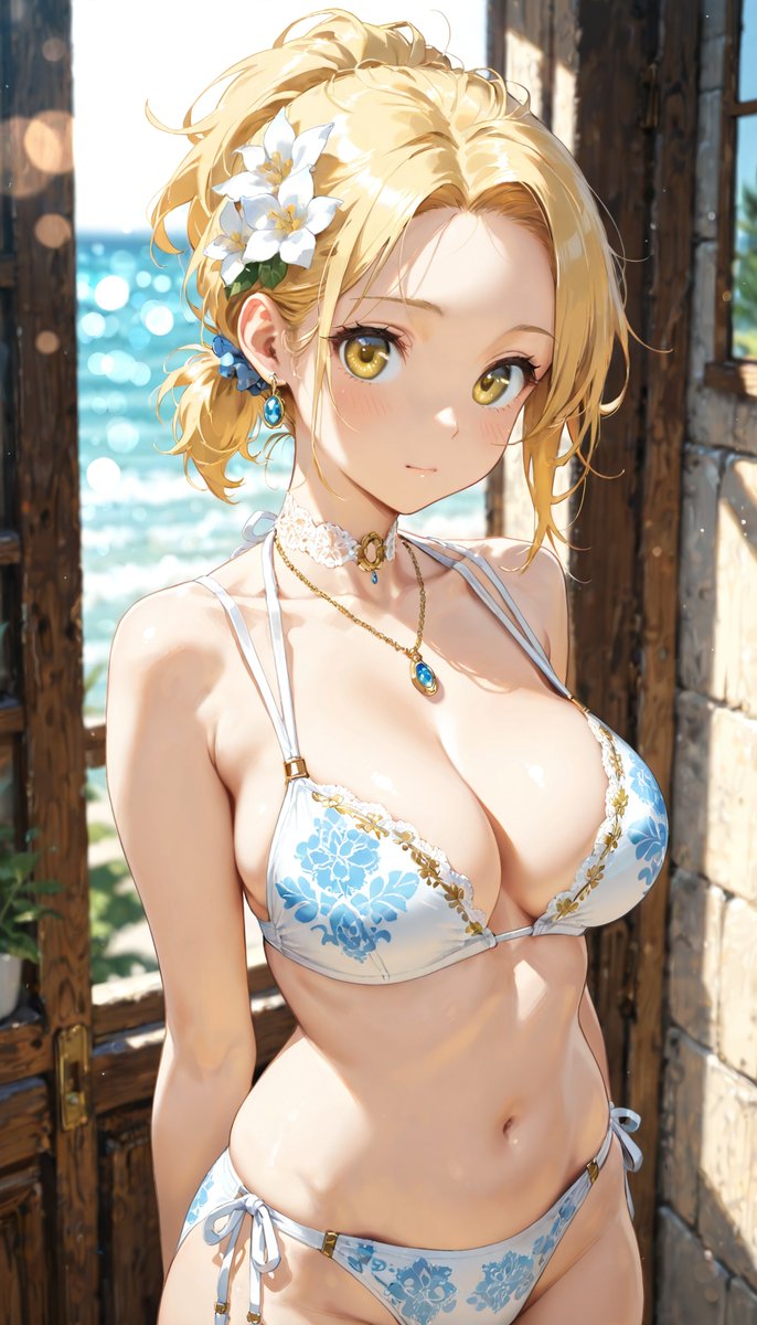 アニメ風キャラクター 水着イラスト 今日も一日お疲れ様です。 水着のグラビア風アニメテイストのイラスト