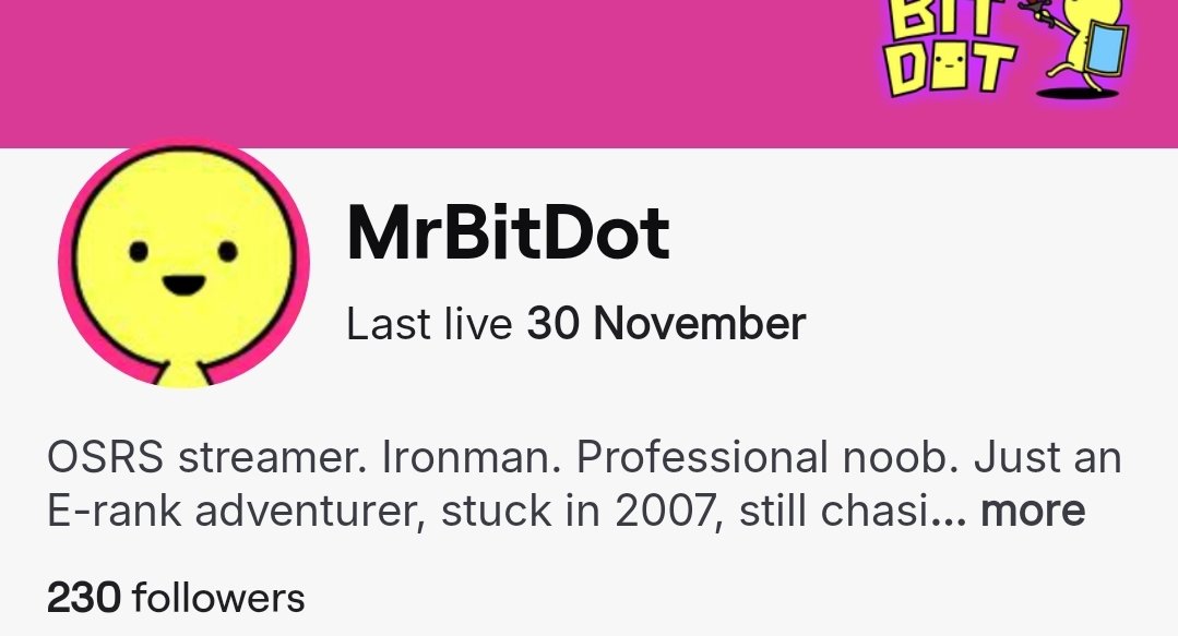 MrBitDot's tweet image. 230 Followers on twitch!