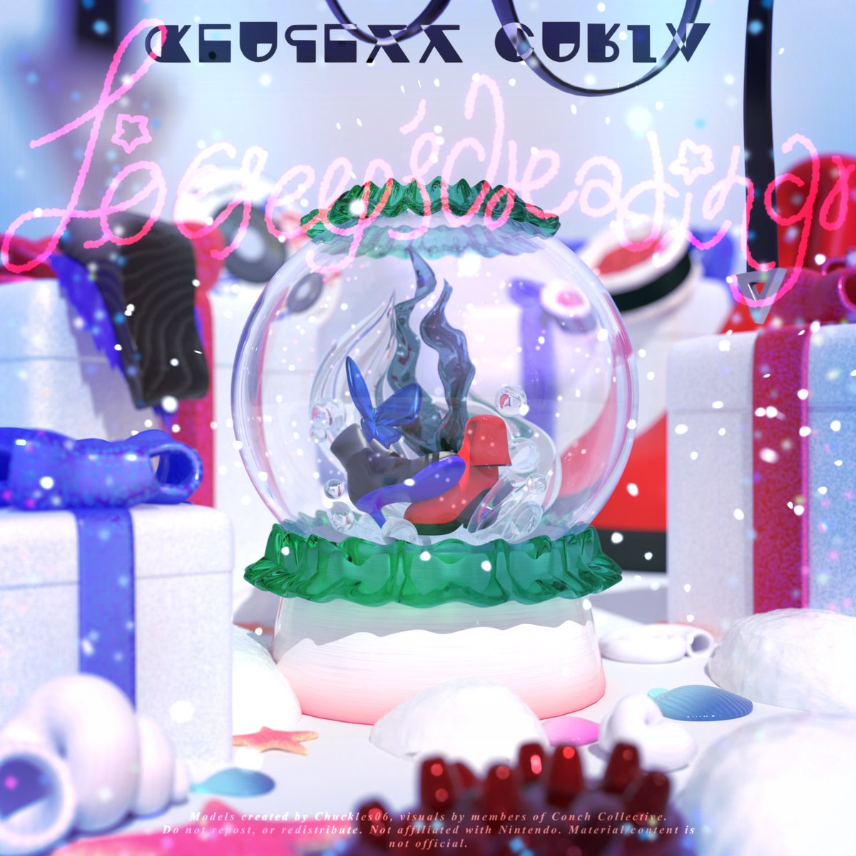 ConchCollective's tweet image. Conch Collective 2026 Season’s Greetings-  A Conchmas Comeback

Another two of our idol sets have released special snowglobes! Will you add them to your fireplace this season? 

#Splatoon #Splatoon3