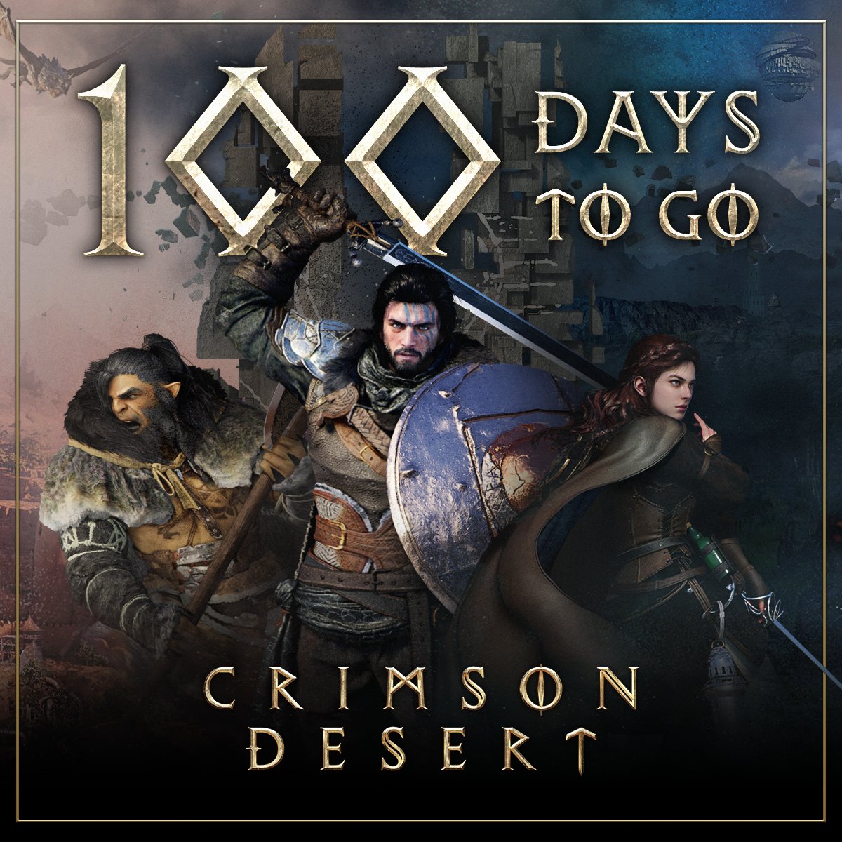 CrimsonDesert_'s tweet image. 100 days until Crimson Desert launches!
The journey begins on March 19, 2026.