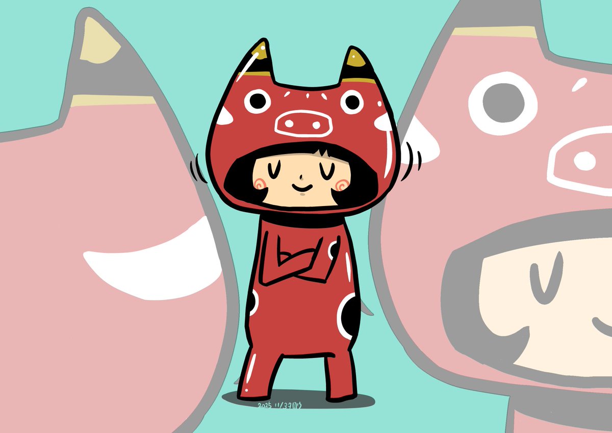 taro_55555's tweet image. 11月①　11/1〜11/4
寿司ズとトマトジュースちゃんと赤ベコちゃんとかき揚げ姉さん

#先月描いた絵を晒そう #DailyDrawing #originalart