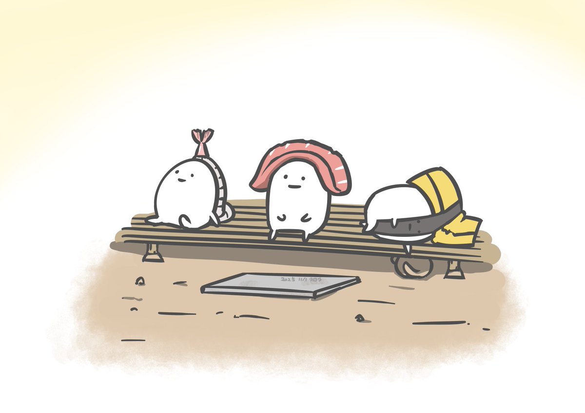 taro_55555's tweet image. 11月①　11/1〜11/4
寿司ズとトマトジュースちゃんと赤ベコちゃんとかき揚げ姉さん

#先月描いた絵を晒そう #DailyDrawing #originalart