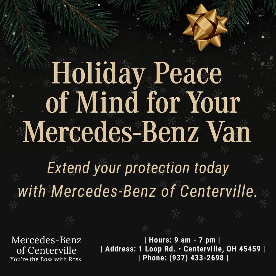 BobRossAuto's tweet image. 🎄🛡️ Ensure Holiday Peace of Mind for Your Mercedes-Benz Van! Upgrade to an Extended Limited Warranty with $0 deductibles and more! #MercedesBenzCenterville #MercedesBenzVans #SprinterLife #MiamiValleyBusiness #DaytonOhio #CincinnatiBusiness #HolidayProtection