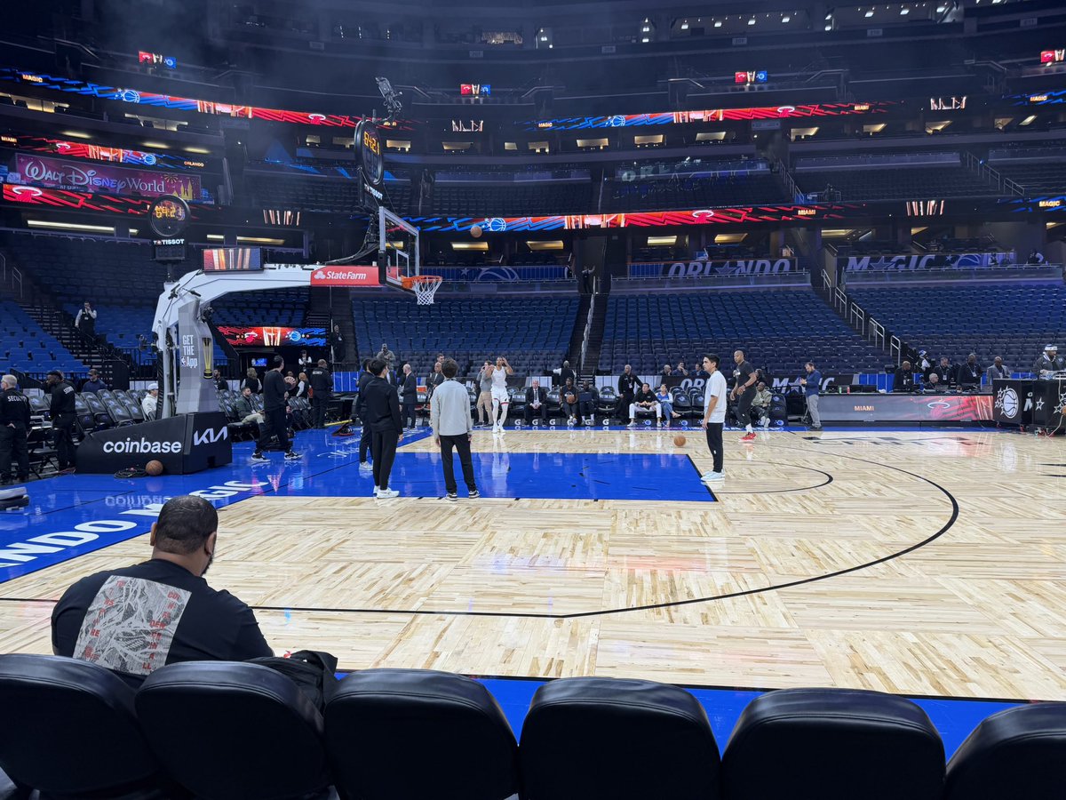 The Heat-Magic NBA Cup game tonight will be played on the regular court in Orlando. Their NBA Cup court was apparently damaged.