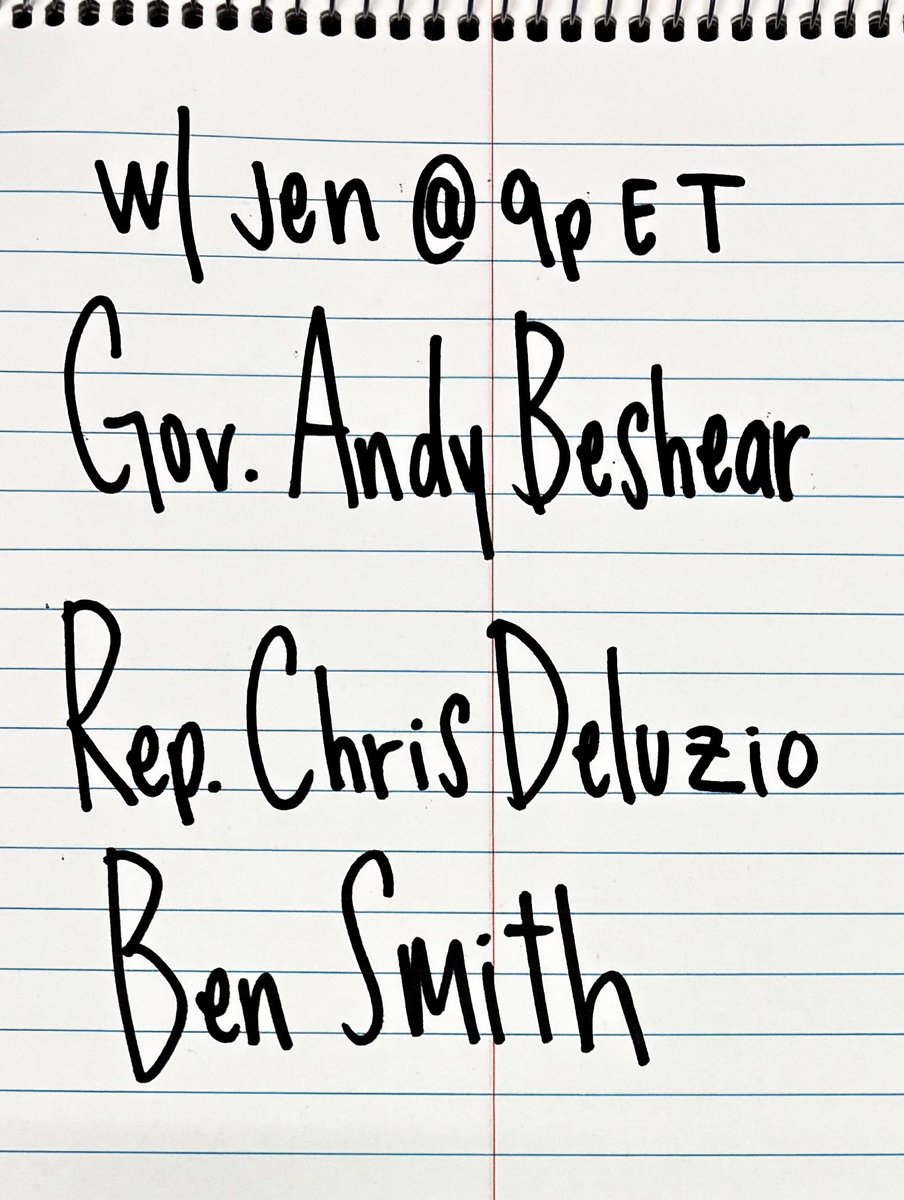 Tonight on The Briefing!

<a href="/GovAndyBeshear/">Governor Andy Beshear</a> 
<a href="/RepDeluzio/">Congressman Chris Deluzio</a> 
<a href="/semaforben/">Ben Smith</a>