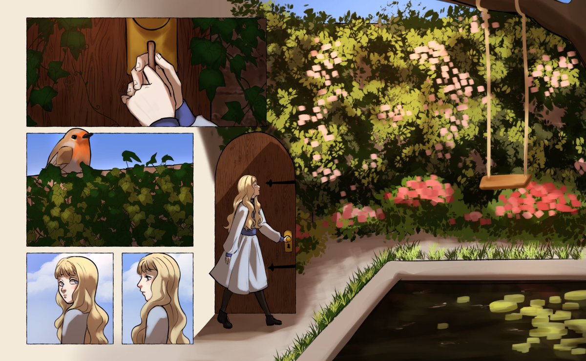 this was mine🙂‍↕️i'm really happy with it actually so i'll use this as an excuse to post it. it's a graphic novel adaptation of two scenes from the secret garden