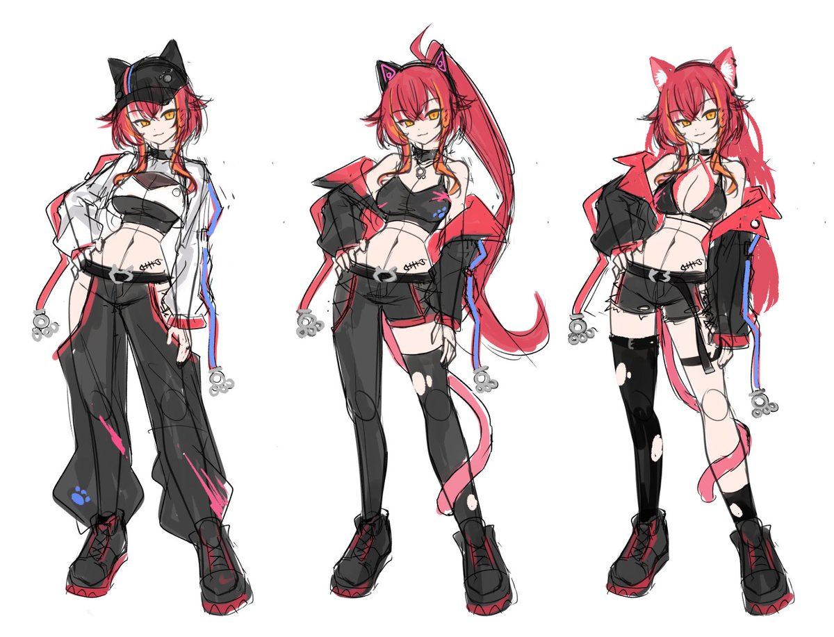 masamin様 衣装の初期案… 迷いすぎて決めきれない…><