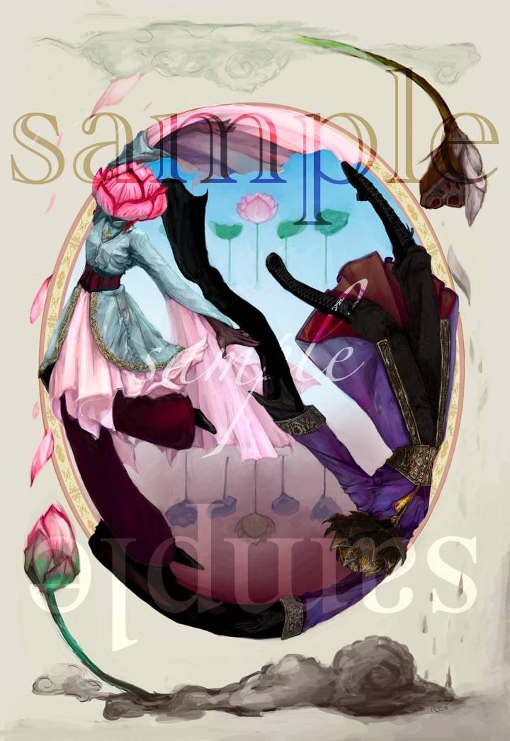 咲く蓮と朽ちる蓮。対になる蓮の異形が織りなす、静かで幻想的な陰陽の世界。その一瞬を絵画のように閉じ込めたポストカードです。紙にも拘りました。

ダークで美しいイラストの生みの親RCOさん<a href="/RCO_ZK/">■奇屋.RCOクリマ3号館B71-72</a> に描いていただきました。
#いぎょふぇす