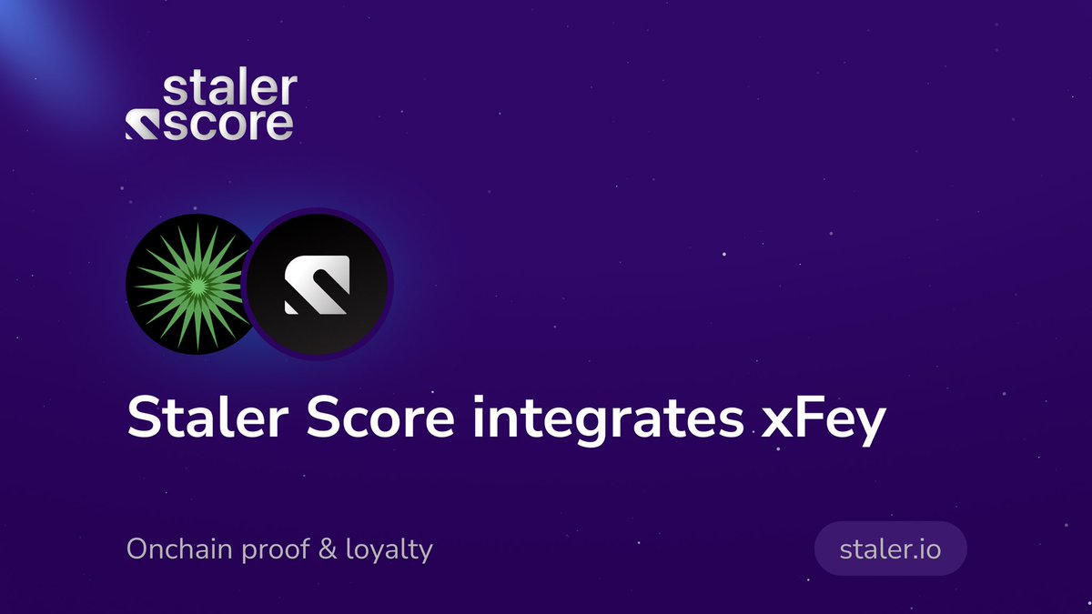 StalerScore's tweet image. We’re excited to announce our partnership with @feyprotocol 

@feyprotocol is the only deployed-owned launchpad on Farcaster and integrating them into Staler Score is a natural fit.

$fey stakers with the minimum of 1m staked $fey (xFey)are now recognized on the scoring layer
