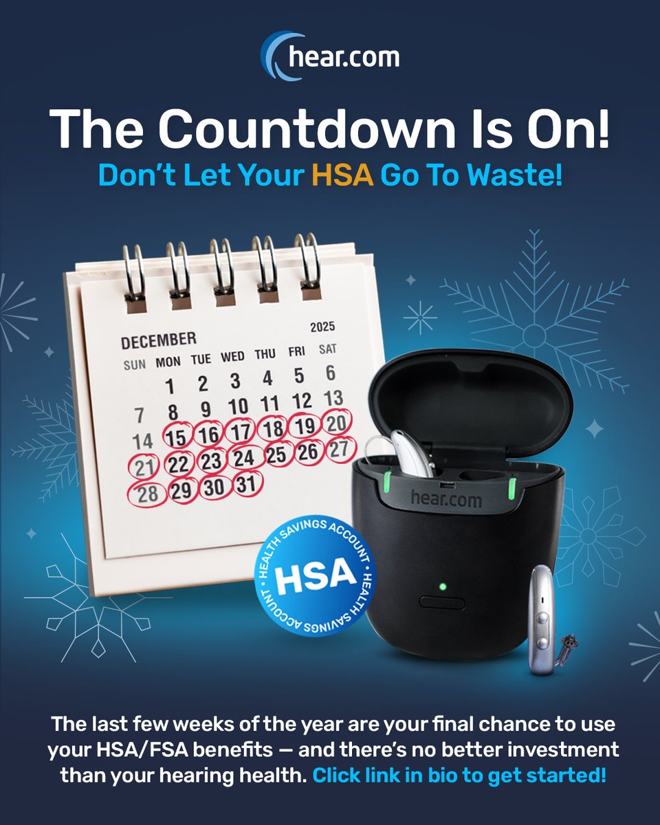 ⏰ The countdown is on!
The last two weeks of the year mean the last chance to use your HSA/FSA benefits — and there’s no better investment than your hearing health. 👂💙

With Horizon hearing aids from hear.com, you’ll enjoy:
✨ Crystal-clear sound in every