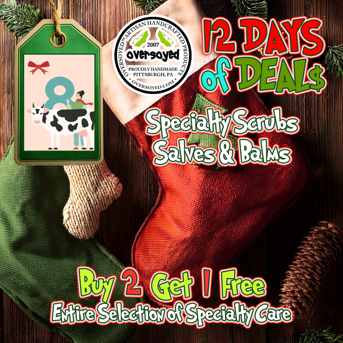 oversoyed's tweet photo. DAY 08 π Buy 2 Get 1 FREE on Specialty Scrubs, Salves & Balms!
Mechanicβs Scrub β’ Gardenerβs Scrub β’ Tattoo Balm β’ Belly Balm β’ Cracked Heels Helper π
Stock up + save big! Ends tonight.
π https://t.co/N3zFHE9ZyV
#OverSoyed #12DaysOfDeals #Buy2Get1Free #SkincareSale https://t.co/dGstPx7GVz