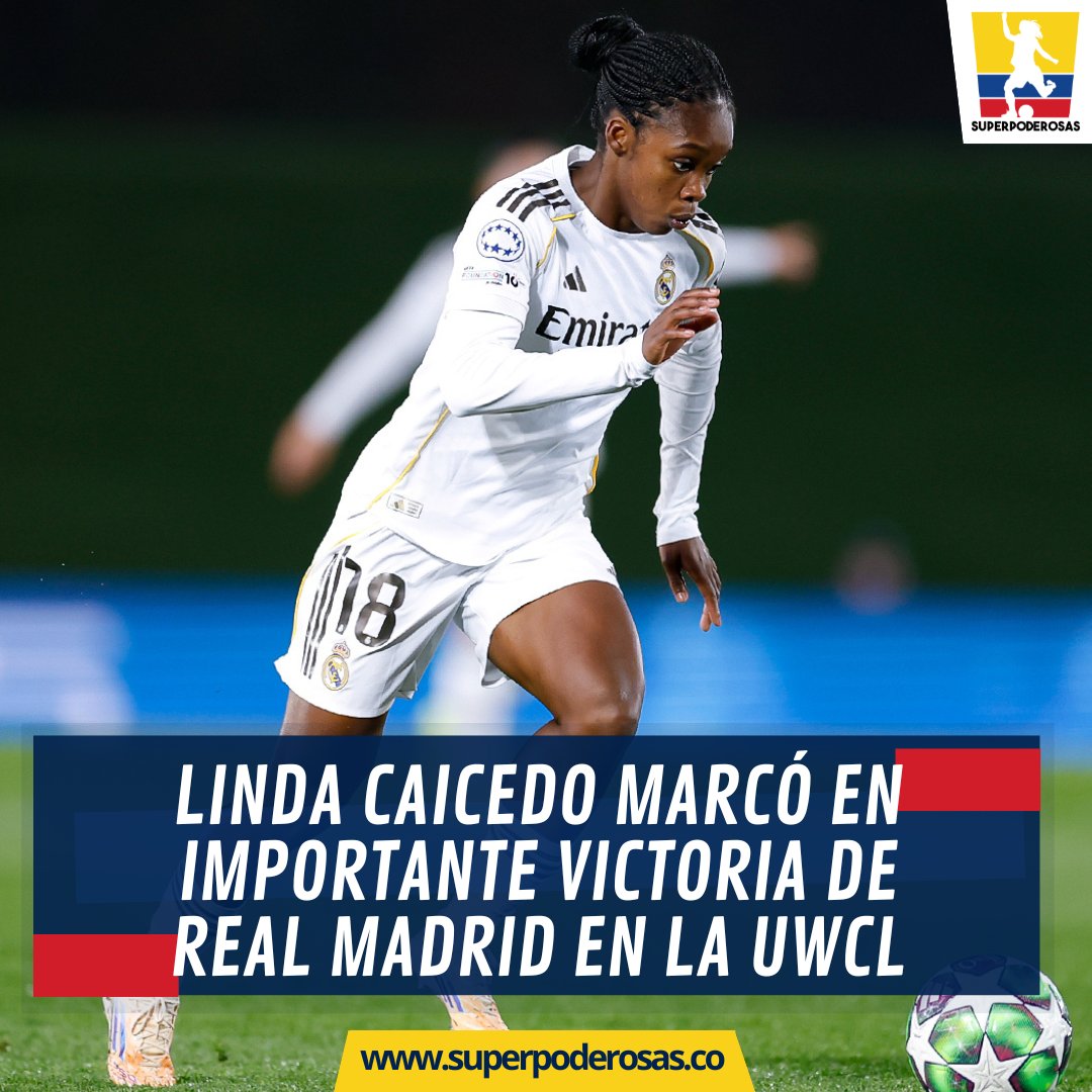 _superpoderosas's tweet image. #ColombianasEnUWCL 🌎 | @Linda__caicedo 🇨🇴 marcó en la victoria de Real Madrid 🇪🇸 ante Wolfsburgo 🇩🇪 por la Fecha 5 de la Women's Champions League 🏆.

🔥 El cuadro merengue llega a 10pts ocupando el 4to lugar.

📸 @realmadridfem