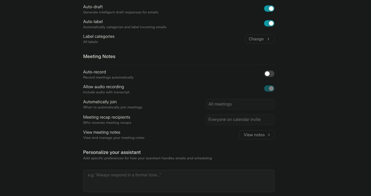 meeting settings ui