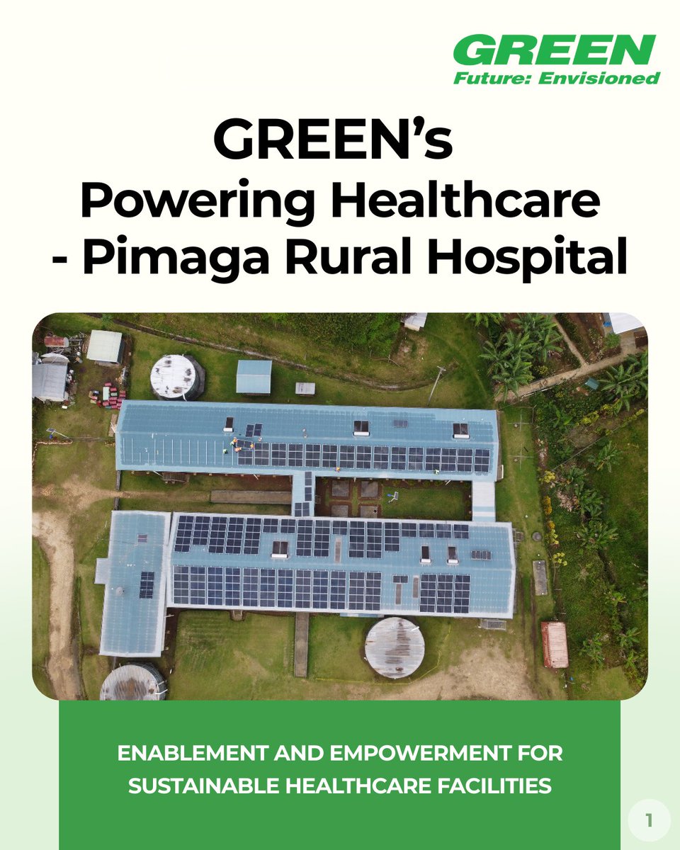 GREENLimited1's tweet photo. GREEN Limited transformed Pimaga Rural Hospital from diesel dependence to 24/7 clean solar power through an advanced mini-grid—ensuring uninterrupted medical services, protecting critical equipment, and strengthening rural healthcare in PNG. 

#GREENLimited #SolarEnergy https://t.co/eBaV32rJgi