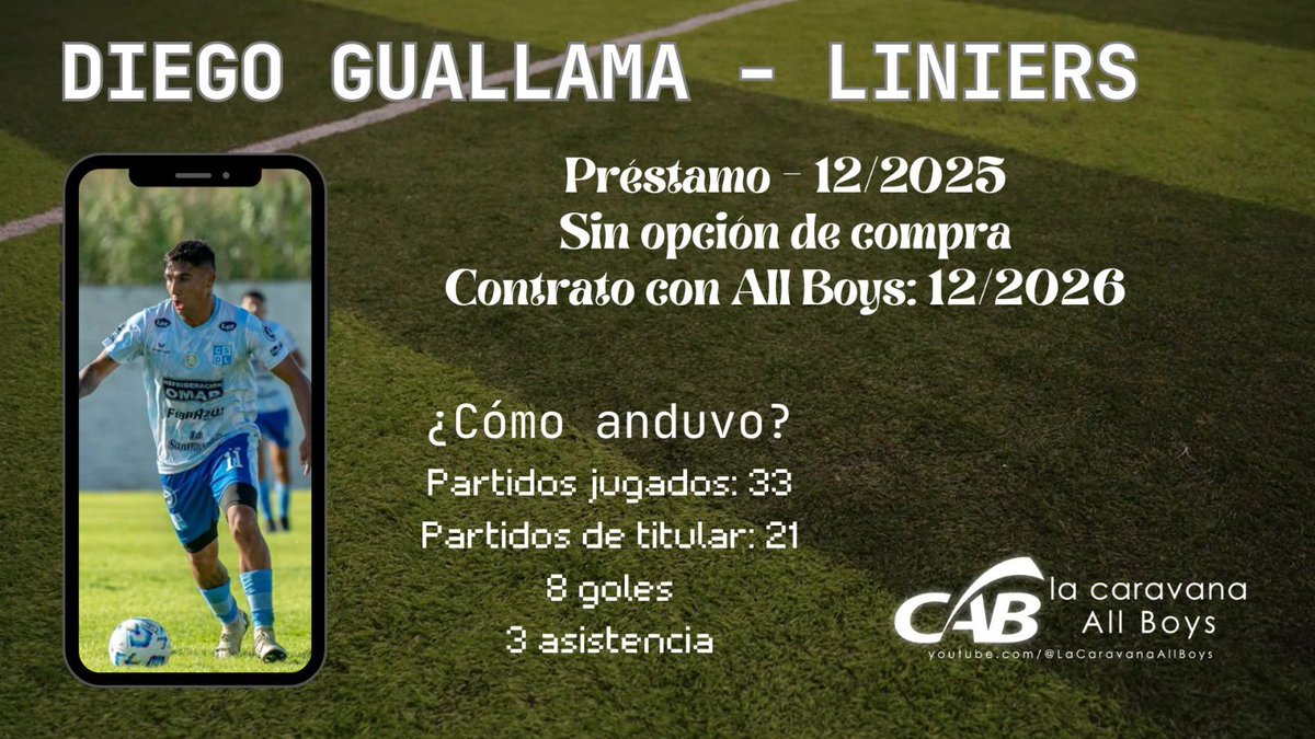 caravanaallboys's tweet photo. Diego Guallama: Cerró una buena segunda mitad del año en #Liniers, que milita en la Primera B Metropolitana. Registró ocho goles y fue el máximo artillero de la #Topadora. https://t.co/k2eIbHckzQ