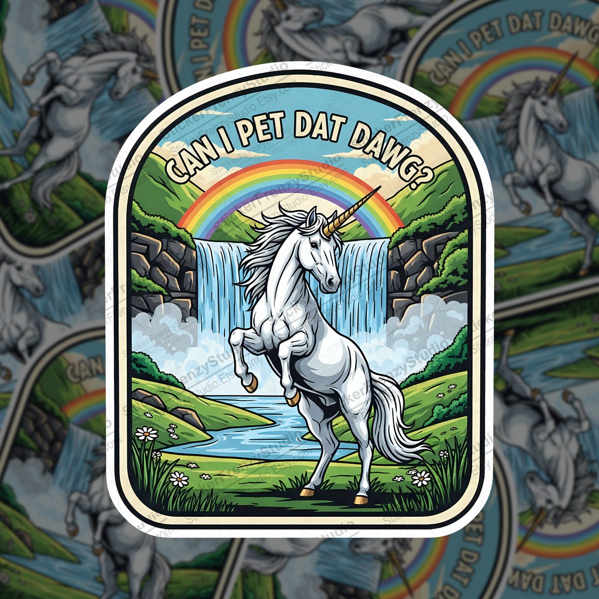 StickerFrenzyy's tweet image. Can I pet dat dawg? 🦄🌈
This magical unicorn meme sticker is pure fantasy chaos. Perfect for laptops &amp;amp; water bottles.
👉 etsy.me/4pzWBrs
#StickerArt #UnicornMeme #FunnySticker #EtsyFinds #MemeCulture