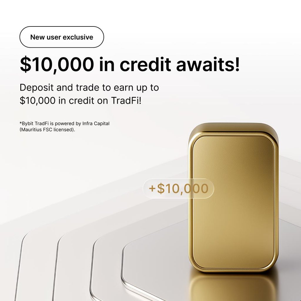 ✨ [NEW User Exclusive!] Deposit &amp; Trade to Earn Big!

💰 Claim up to $10,000 in TradFi credit when you deposit $100 or more and trade Tradfi products on Bybit.

Don’t miss this limited-time offer.

👉 Register, deposit, trade &amp; claim now: bybitglobal.com/en/promo/campa…