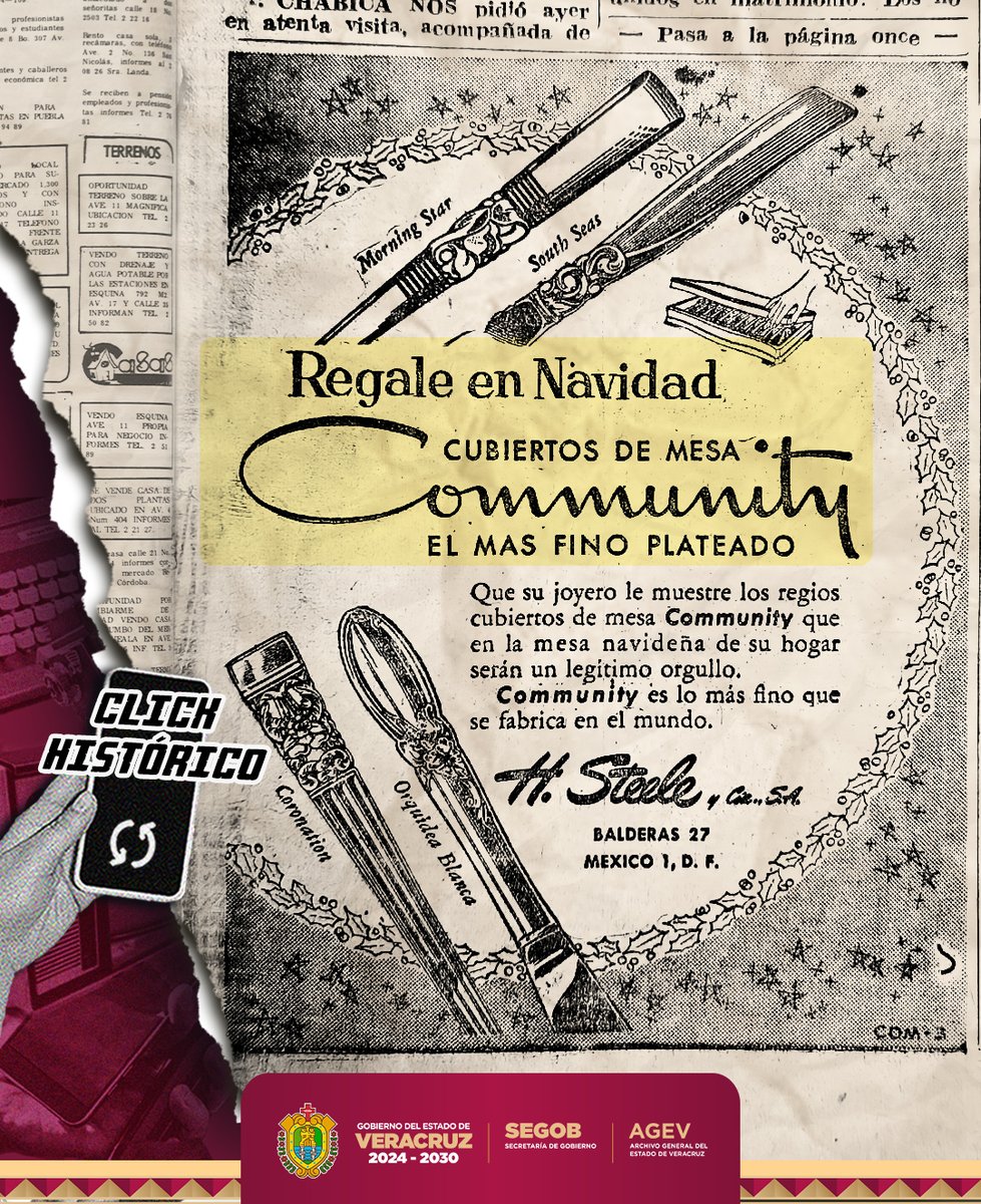 En El Dictamen de 1955 aparece un anuncio que invitaba a regalar “cubiertos de mesa Community, el más fino plateado”. La página venía acompañada de ilustraciones detalladas y nombres  de lujo: Orquídea Blanca, Coronation, Morning Star y South Sea.