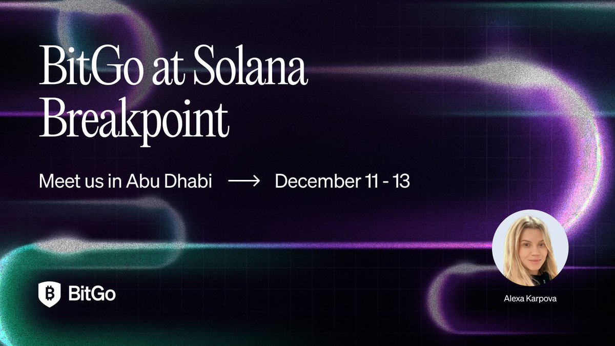 BitGo has landed in Abu Dhabi for @solana Breakpoint. Our team will be  on-site December 11-13. If you are a builder or institution looking to dive  into secure infrastructure for Solana, come