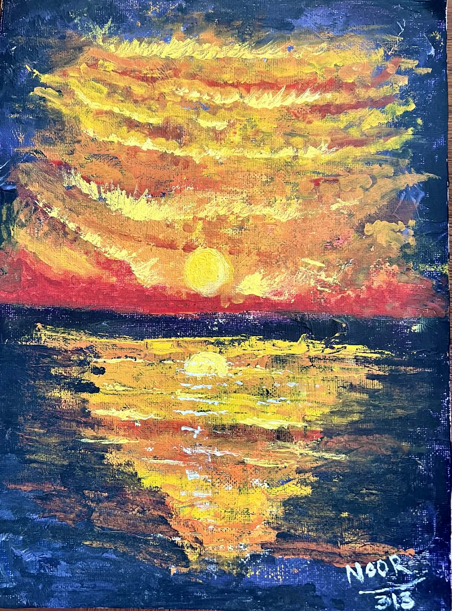 It was the quietest moment before the push.
​The sky was heavy. The odds were stacked. But that light—that fierce, stubborn explosion of impasto had a different plan.
​This isn't just a sunrise. It's the feeling of starting over, of finding the fire to fight...

#abstractart #art