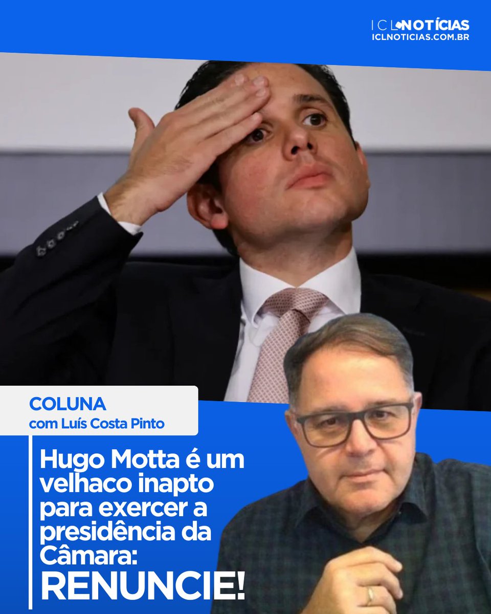 ICLNoticias's tweet image. O deputado federal pelo Republicanos da Paraíba, Hugo Motta, tem apenas 35 anos de idade. Mas, estamos todos autorizados a dizer que é um “velhaco”.

Confira a coluna de Luís Costa Pinto - iclnoticias.com.br/hugo-motta-e-u…
